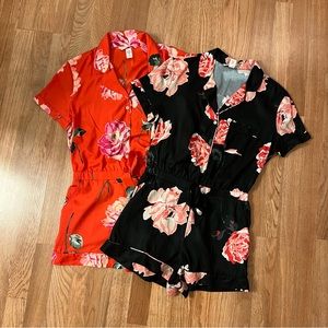 Victoria’s Secret Floral Satin Rompers
